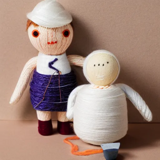 Image similar to yarn doll, hide the pain harold, product photography, commercial lighting