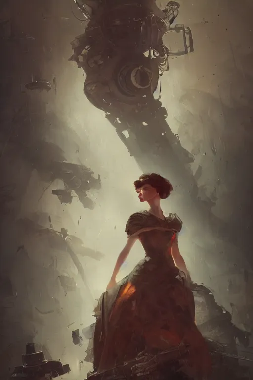 Prompt: cinderella, atompunk, oil painting, darkness, paint texture, digital painting, highly detailed, artstation, sharp focus, illustration, concept art, ruan jia, charlie bowater, tom bagshaw, norman rockwell