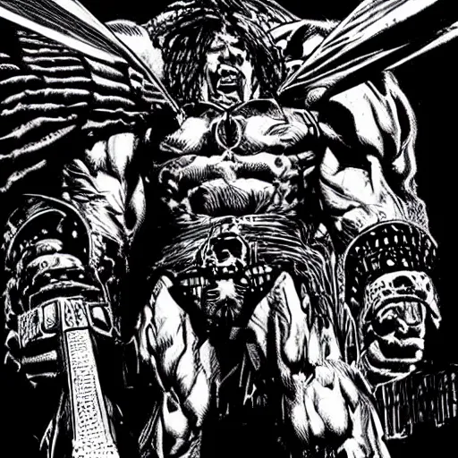 Image similar to gabriel angelos warcry by mike deodato, space marine