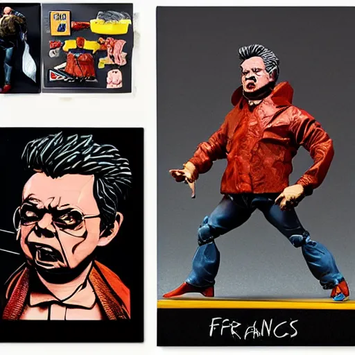 Image similar to a francis bacon bull stop motion vinyl action figure, plastic, toy, butcher billy style