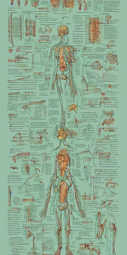 Prompt: anatomy of the borg, diagrams, map, marginalia, sketchbook, old script, inhabited initials, pastel infographic by Wes Anderson and victo ngai