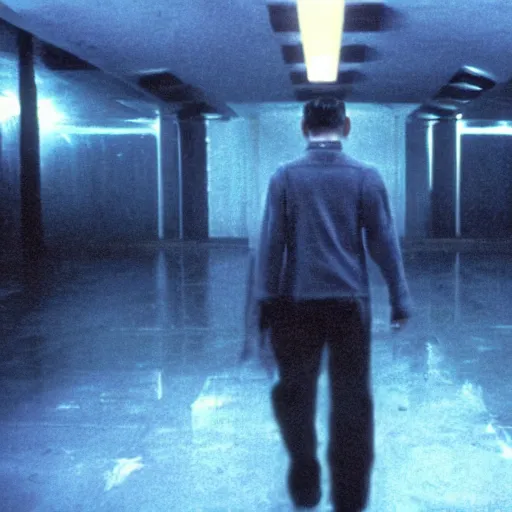 Image similar to cinematic portrait of a runaway replicant in an empty room, still from the movie bladerunner