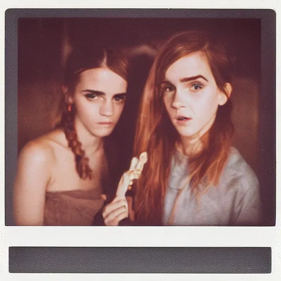 Prompt: polaroid ice age Neanderthal emma watson shots by Tarkovsky