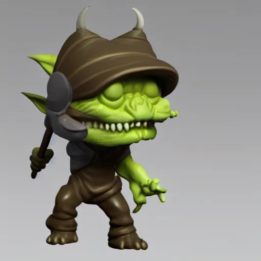 Prompt: full body 3 d render of a goblin as a funko pop, studio lighting, white background, blender, trending on artstation, 8 k, highly detailed