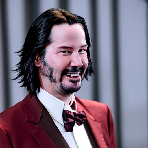 Image similar to keanu reeves as mr. bean as the joker from batman, still from batman vs bean, 2 0 2 0