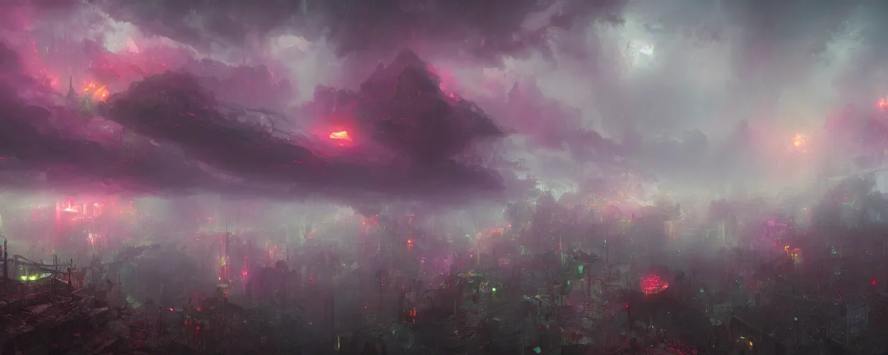 Image similar to ” epic clouds and dense fog, [ cinematic, detailed, epic, widescreen, opening, establishing, mattepainting, photorealistic, realistic textures, octane render, art by paul lehr ] ”