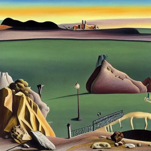 Image similar to A Landscape by Charles Addams and salvador dali