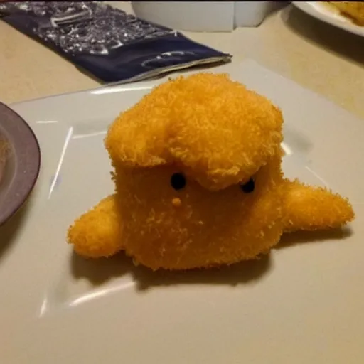Image similar to chicken nugget shaped like donald trump