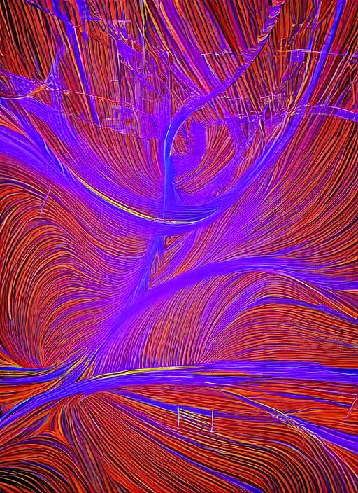 Image similar to generative fidenza flow field math art masterpiece with specific geometric math equations behind the smooth uhd 4 k 2 d fxhash nft render random generative javascript art of lines flowing in unison on the fine art canvas.