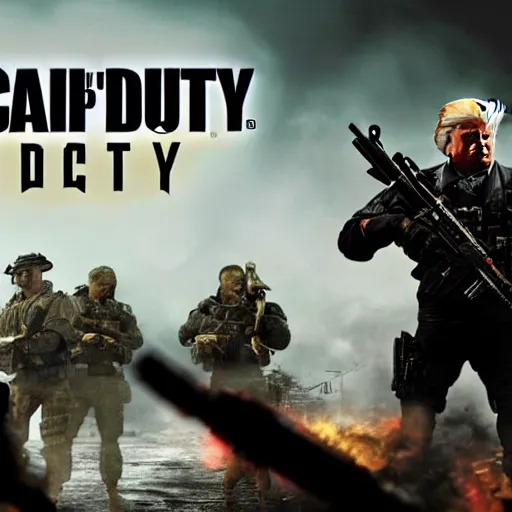 Image similar to Donald Trump on the call of duty black ops 2 cover art