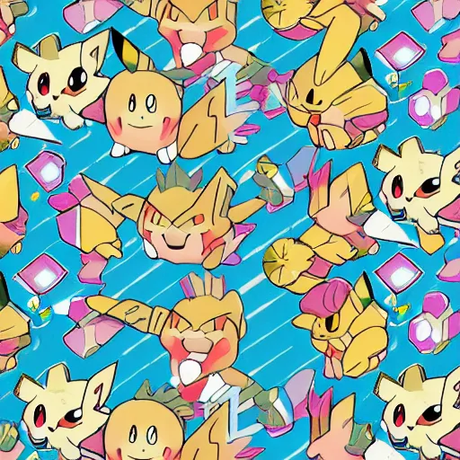 Image similar to pattern of the pokemon mew by Ken Sugimori