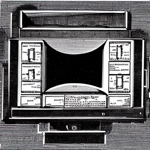 Image similar to ancient blueprint of the chronovisor, a television that takes pictures of the past