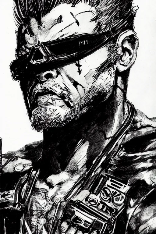 Image similar to portrait of punished duke nukem, concept art by yoji shinkawa, felt tip pen