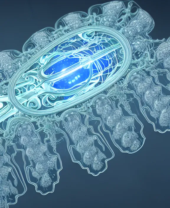 Image similar to intricate opulent transparent clear see - through picture of microbes, biology, fractal, neon lights, clean medical environment, ultra realistic, concept art, art nouveau, photorealistic, octane render, 8 k, unreal engine. art by nori inoguchi and sam kaplan and zachary goulko and christopher marley and artgerm