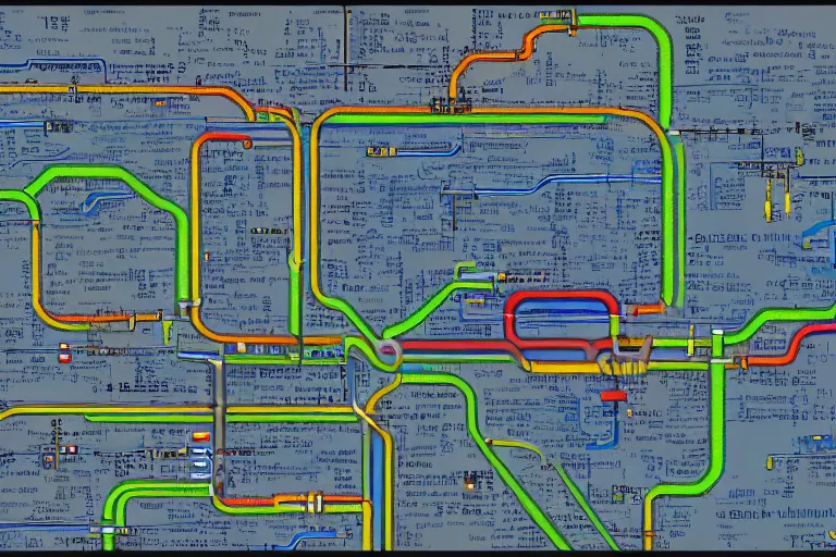 Image similar to dc metro map themed linux desktop environment, linux mint, computer wallpaper, in 1 9 9 5, y 2 k cybercore, industrial photography, still from a ridley scott movie