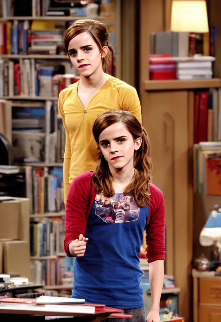 Image similar to emma watson starring in the big bang theory as penny, sitcom movie poster