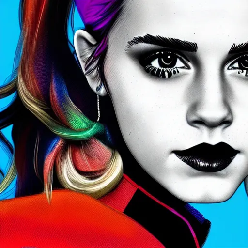 Image similar to emma watson harley quinn digital art