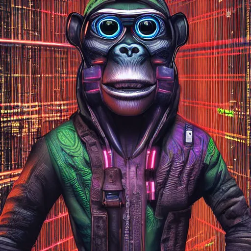 Prompt: cyberpunk monkey, very detailed