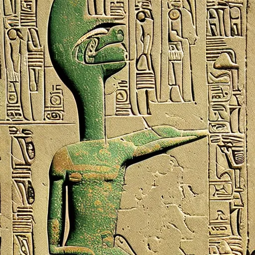 Image similar to kermit as an ancient egyptian hieroglyph