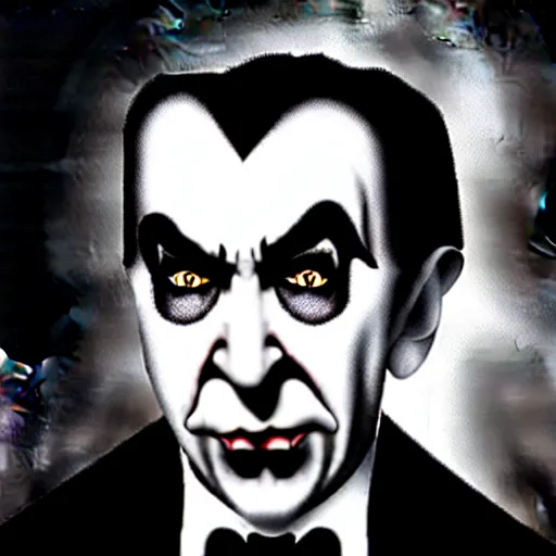 Prompt: a hyper realistic photo of Bela Lugosi in the style of Tim burton