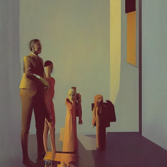 Image similar to family portrait, science fiction, Edward Hopper and James Gilleard, Zdzislaw Beksinski, highly detailed