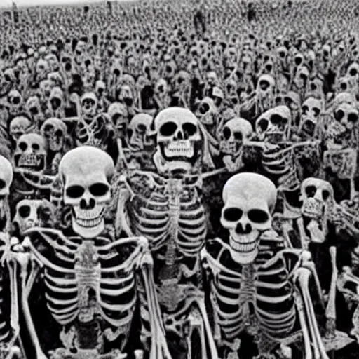 Image similar to the last selfie ever taken skeletons lots of bodies world war 3