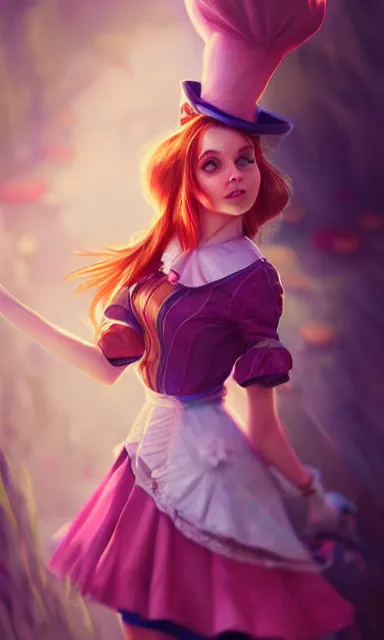 Prompt: alice from alice in wonder land, female, portrait, sharp focus, digital art, artstation, cgsociety, wlop, concept art, post processed, dynamic lighting, by emylie boivin, rossdraws and jazza