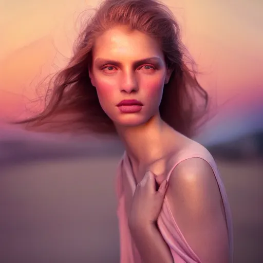 Image similar to photographic portrait of a stunningly beautiful fashionable female in soft dreamy light at sunset, contemporary fashion shoot, by edward robert hughes, annie leibovitz and steve mccurry, david lazar, jimmy nelsson, breathtaking, 8 k resolution, extremely detailed, beautiful, establishing shot, artistic, hyperrealistic, beautiful face, octane render