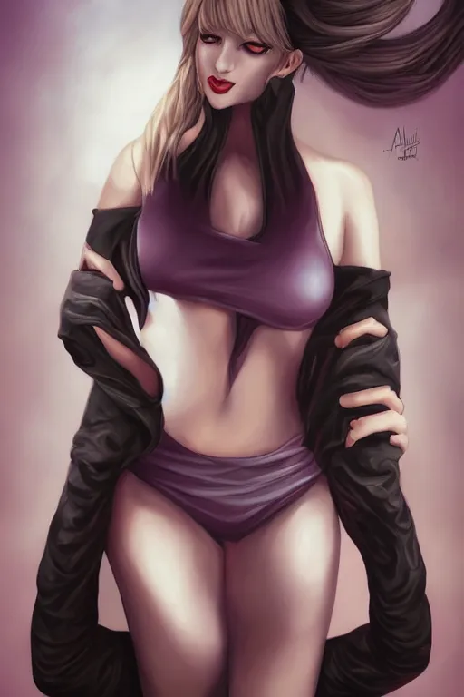 Image similar to Succubus in virgin killer sweatshirt portrait, by artgerm, WLOP