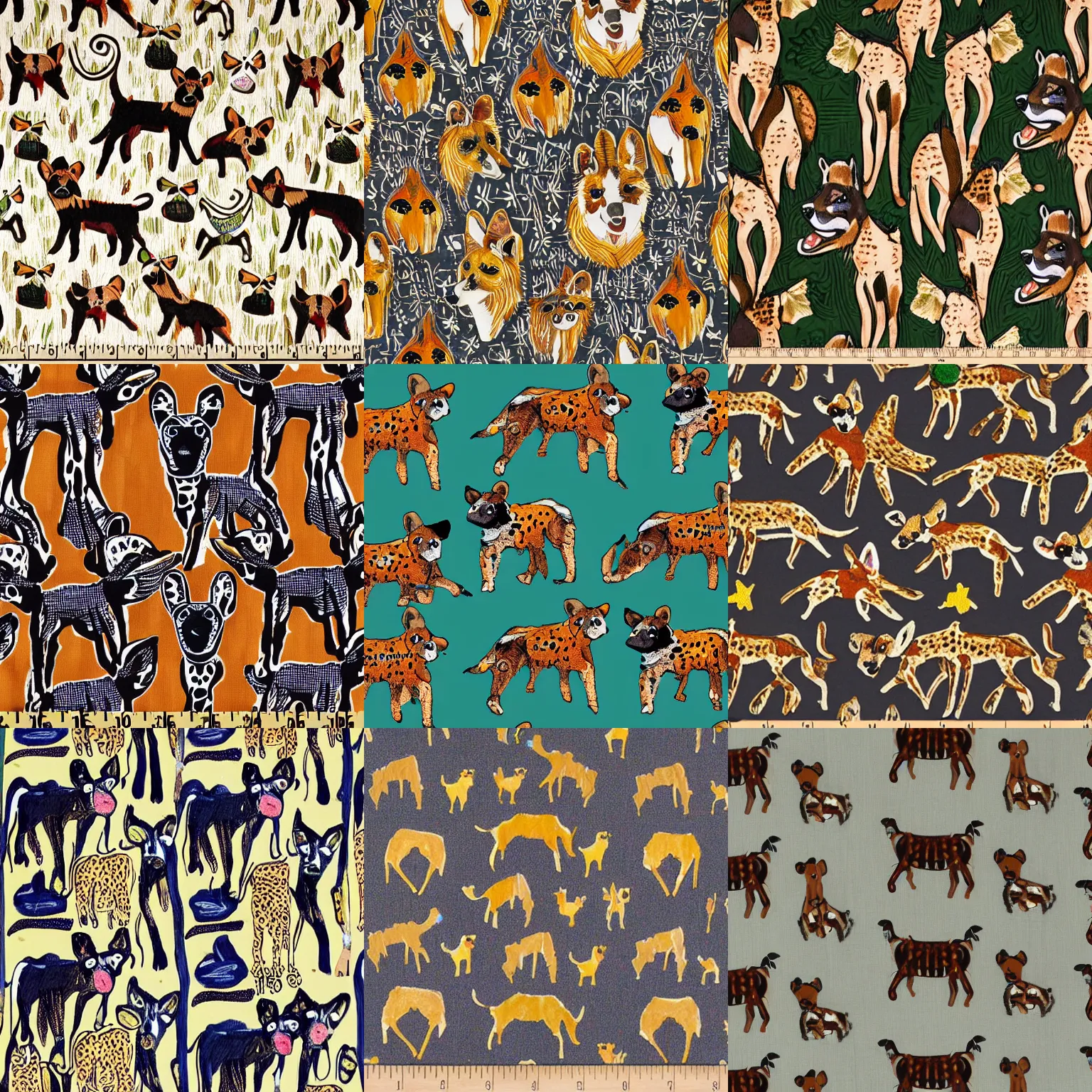 Prompt: African painted dog haberdashery