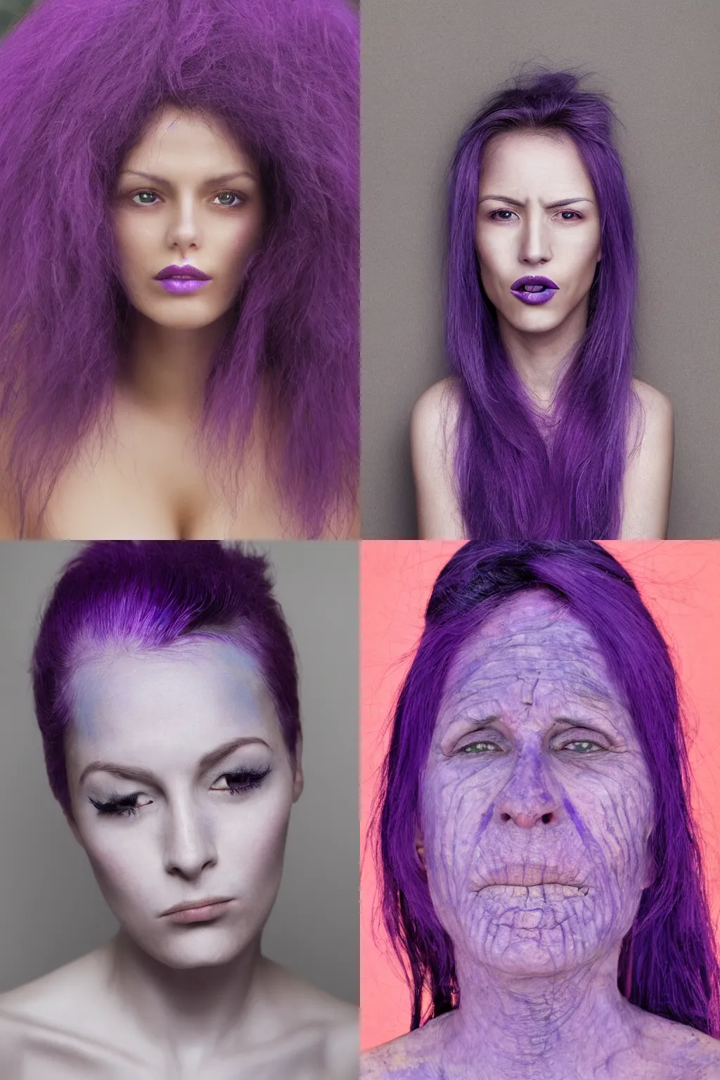 Prompt: woman with purple skin