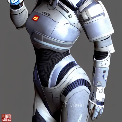 Prompt: futuristic female spacesuit, high quality, mass effect