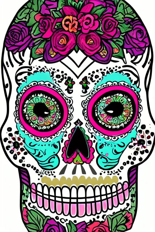 Image similar to Illustration of a sugar skull day of the dead girl, art by Tim Shumate