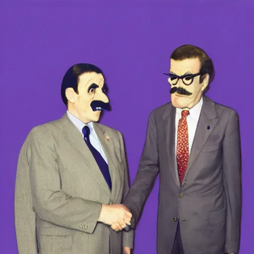 Image similar to president waluigi with vice - president wario, real, photograph, photo, color