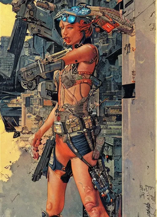 Image similar to cyberpunk mercenary. portrait by clyde caldwell and jean giraud and anton otto fischer and john philip falter and will eisner and gil elvgren