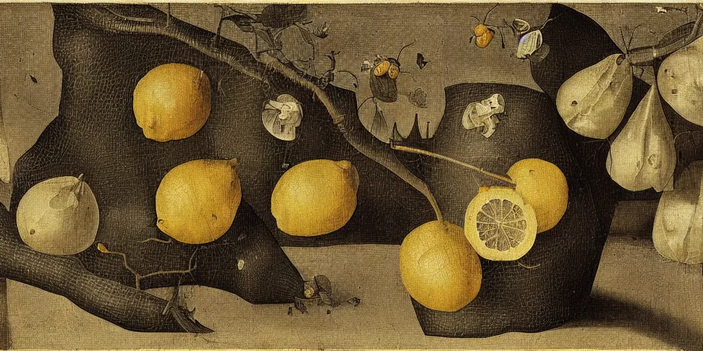 Prompt: “the beginning of lemons by Hieronymous Bosch, highly detailed, trending on artstation,8k”