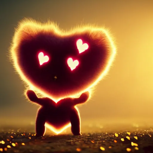 Image similar to an extremely cute cat made of hearts sending love to the quantum realm, octane render, happy colours