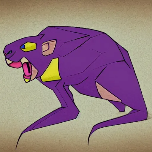 Image similar to mixture between rattata and golem pokemon, rat rock pokemon hybrid, fangs and hardness