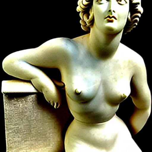 Image similar to antique greek roman italian sculpture of hedy lamarr, [ 1 9 4 0 ], marble