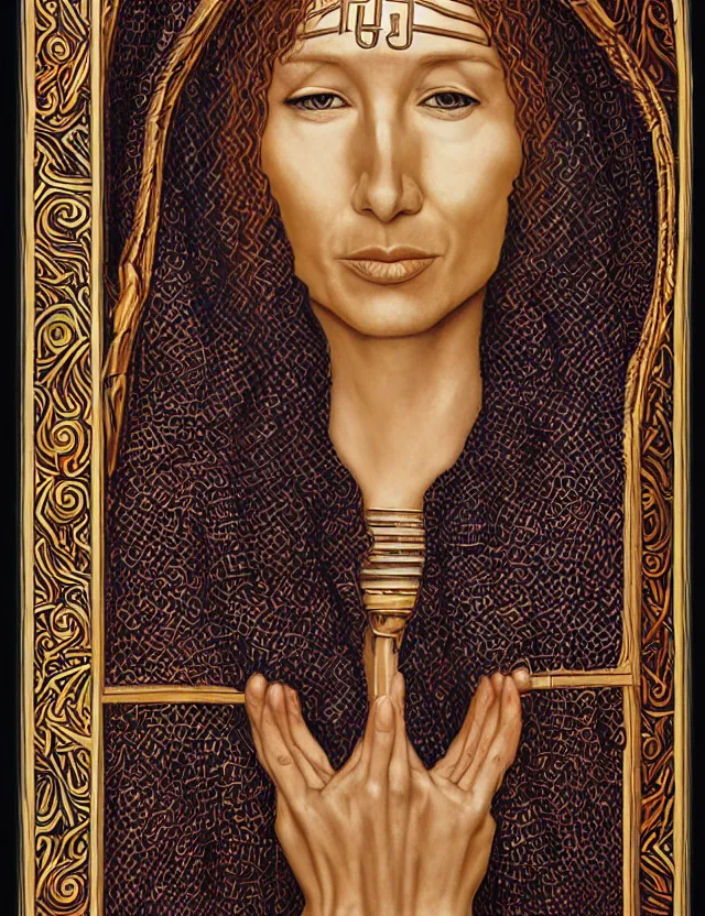 Image similar to a portrait of tori amos as a byzantine saint by alex grey