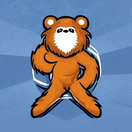 Image similar to A team mascot bear kicking a rugby ball, fierce, angry, hairy, vector, vectorised, professional graphic design, NBA logo