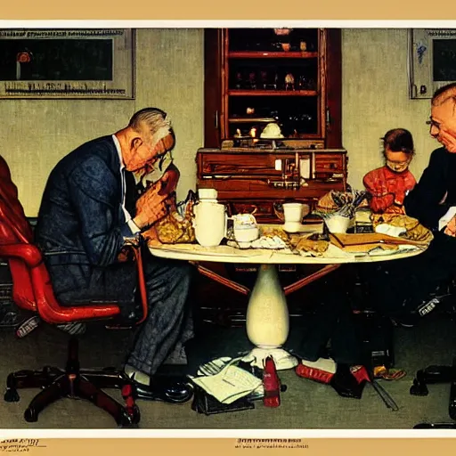 Prompt: the art of the deal by norman rockwell