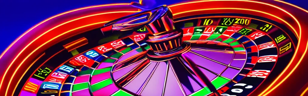 Image similar to web illustration of a casino wheel seen from top in a neon style