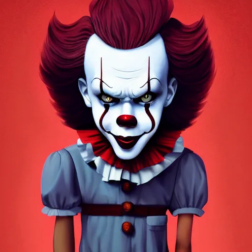 Image similar to Stephen King as Pennywise, it really looks like a charicature of stephen king, ambient lighting, 4k, anime key visual, lois van baarle, ilya kuvshinov, rossdraws, artstation