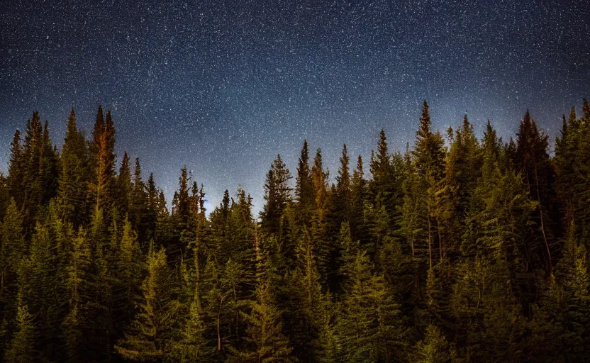 Image similar to atmospheric photo of the forest in the mountains, night sky