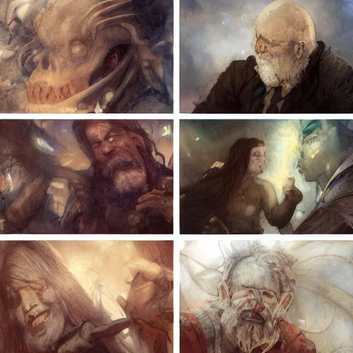 Image similar to Brian Froud and Jean-Baptiste Monge and Solomon Joseph Solomon and Richard Schmid and Jeremy Lipking boy super scientest character