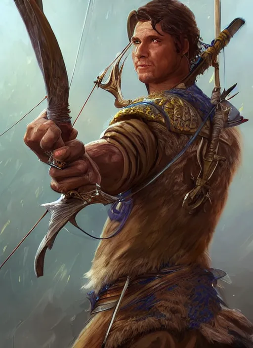 Image similar to archer with bow, ultra detailed fantasy, dndbeyond, bright, colourful, realistic, dnd character portrait, full body, pathfinder, pinterest, art by ralph horsley, dnd, rpg, lotr game design fanart by concept art, behance hd, artstation, deviantart, hdr render in unreal engine 5