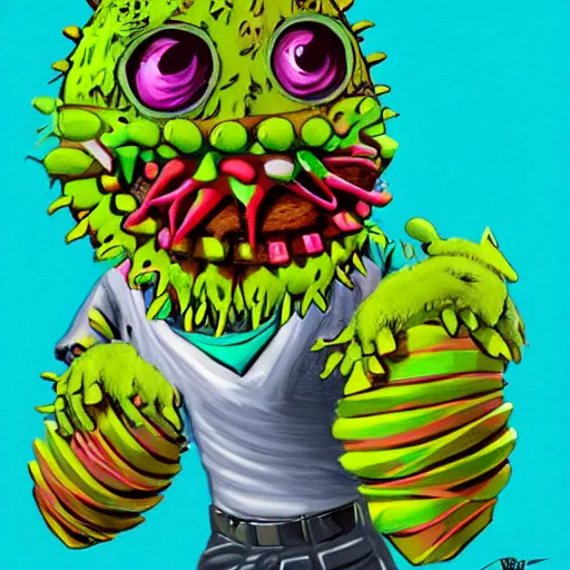 Image similar to a tennis ball monsters eating waffles, colorful, digital art, fantasy, magic, chalk, trending on artstation, ultra detailed, professional illustration by basil gogos