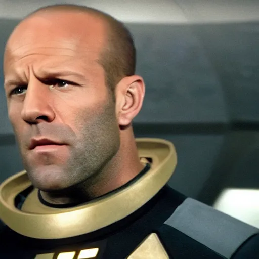 Prompt: jason statham as a starfleet captain in star trek