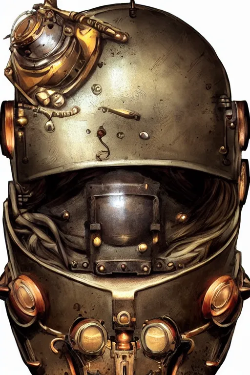 Image similar to steampunk helmet fantasy art mask robot ninja stylized digital illustration sharp focus, elegant intricate digital painting artstation concept art global illumination ray tracing advanced technology chaykin, howard and campion, pascale